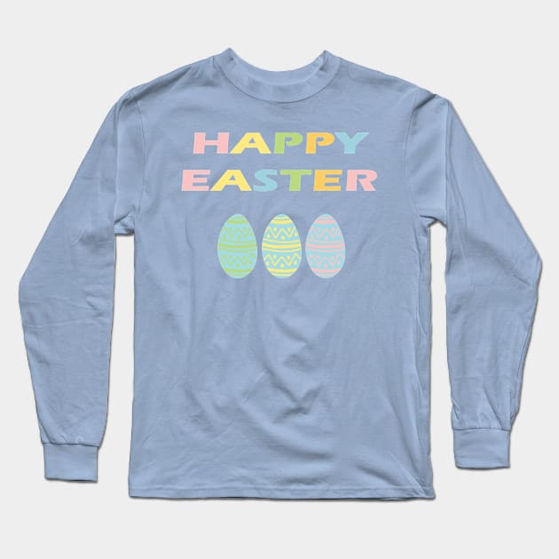 Happy Easter with Eggs Long Sleeve T-Shirt by JevLavigne